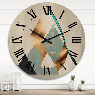 Horloge murale moderne bleu sarcelle et or Ascenscion