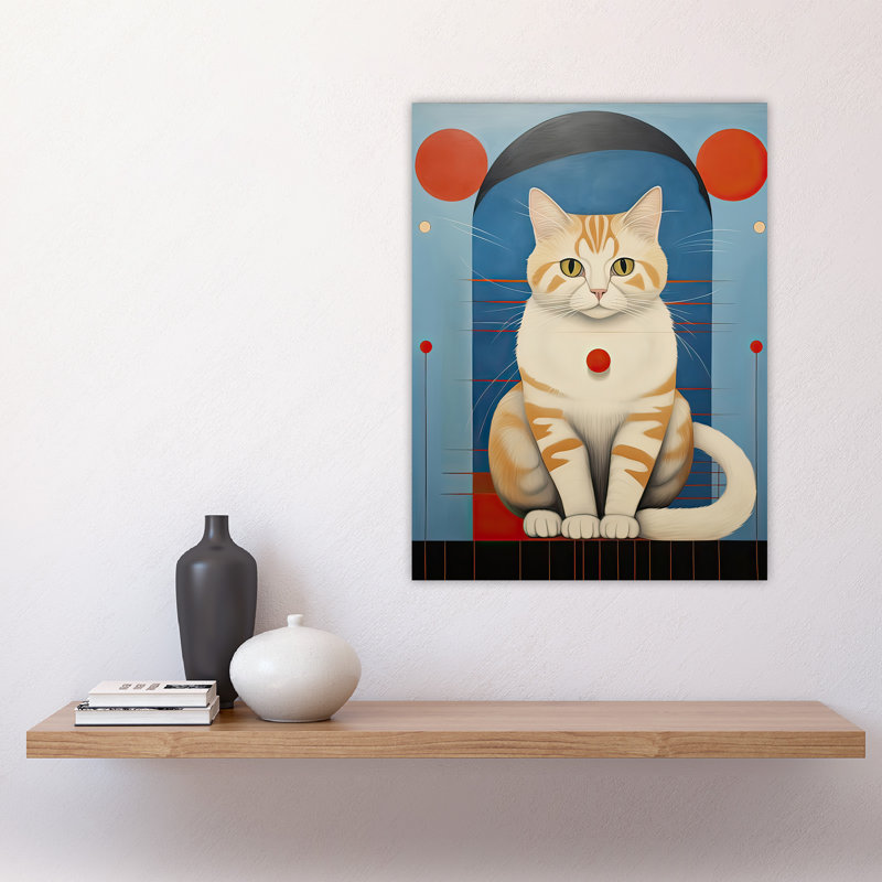 Wall Art Print Cat Hypnotist Oil Painting Blue Perched on Window Sill Surreal Portrait Poster