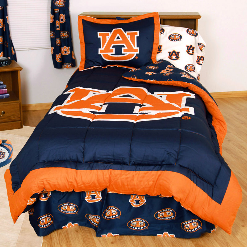 NCAA Sateen Comforter, King Comforter + 7 Additional Pieces, Auburn