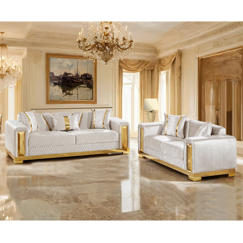 Ensemble de canapé 2 pièces Milthon, Beige