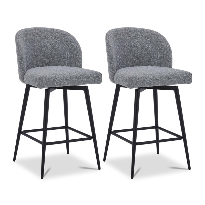 Tabouret de bar et de bar Benedit, Gris, Tabouret de comptoir (siège d'une hauteur de 27 p, 2