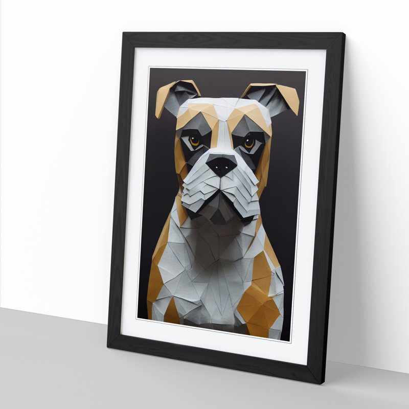 Boxer Dog Paper Mache Vol.1 - Single Picture Frame Print, Black Framed, 34cm H x 25cm W