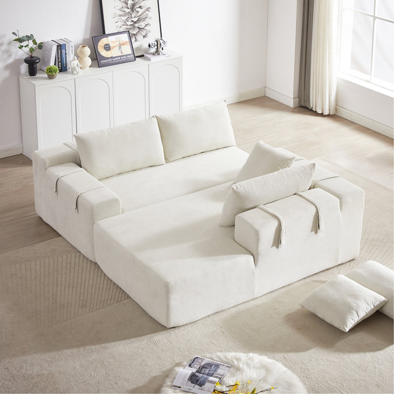 Ensemble de canapé modulaire rembourré Modern Chenille, Beige