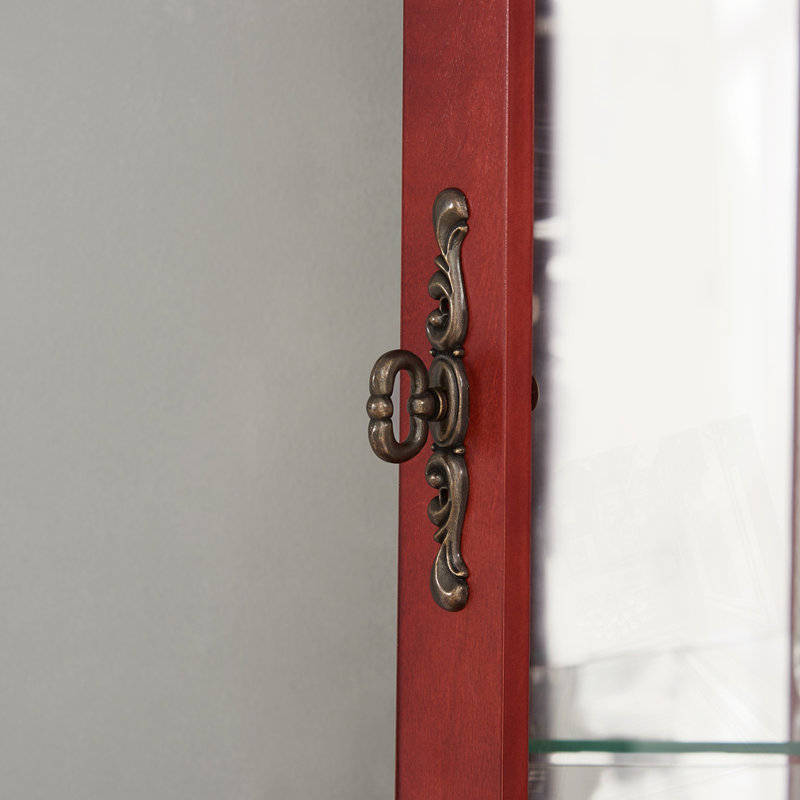 Glass Display Shelf with Tempered Glass Doors, Cherry