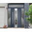 Porte avant en acier pré-suspendue à l'avant / deux en graphite gris 5755/2 fenêtres extérieures latérales et supérieures / inserts en acier inoxydable peints simples modernes - l 12 po + 36 po x H 80 po + 16 po - Pivotement à droite-111445025-111445026