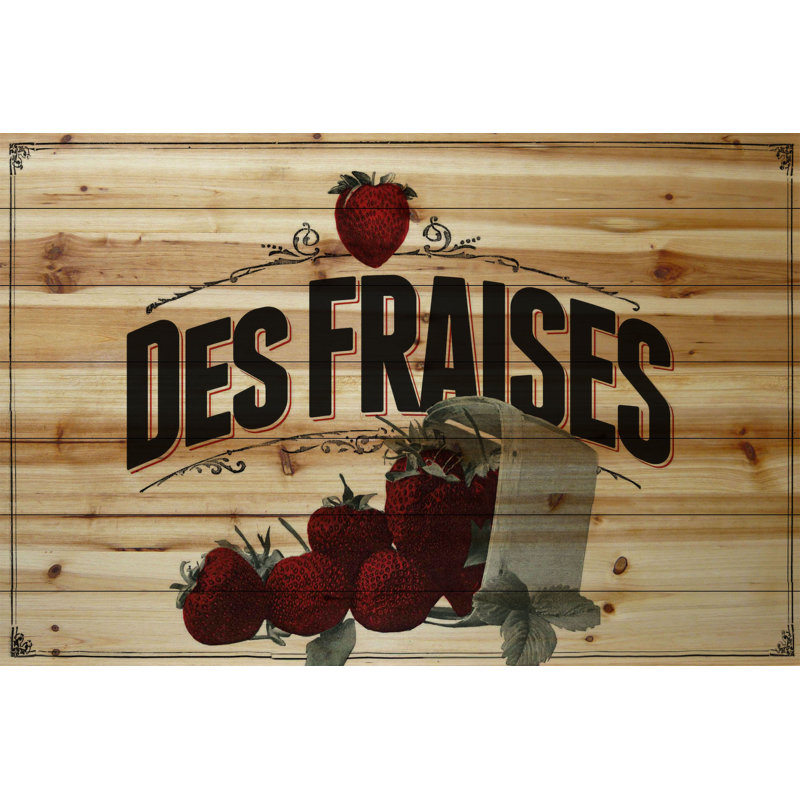 Produit français fraise - impression sur toile tendue, H 40 po x l 60 po x 1,5 po
