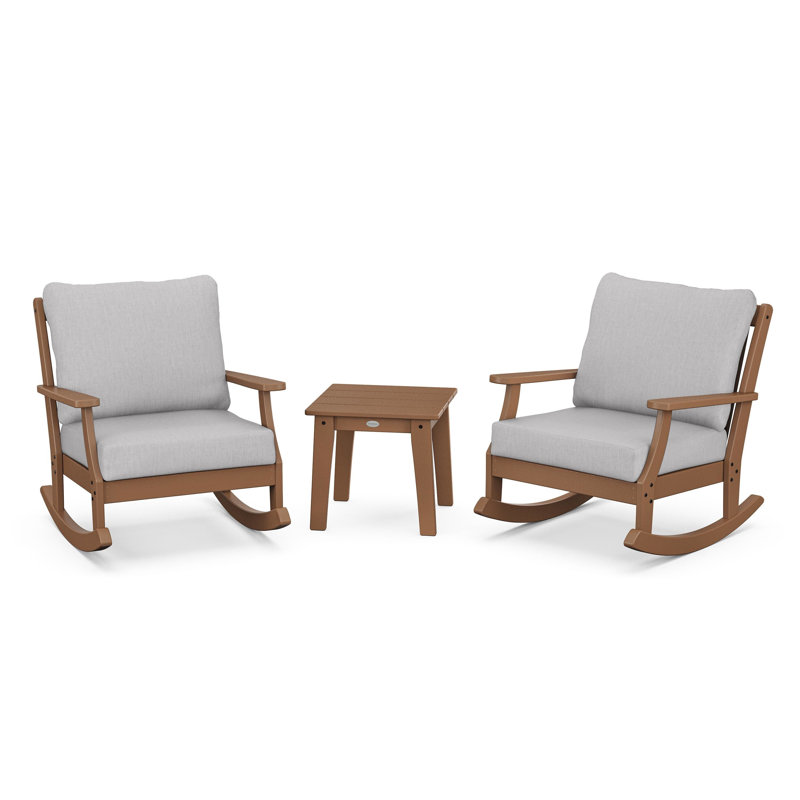 Braxton 3-Piece Deep Seating Rocker Set, Slate Grey, Spa