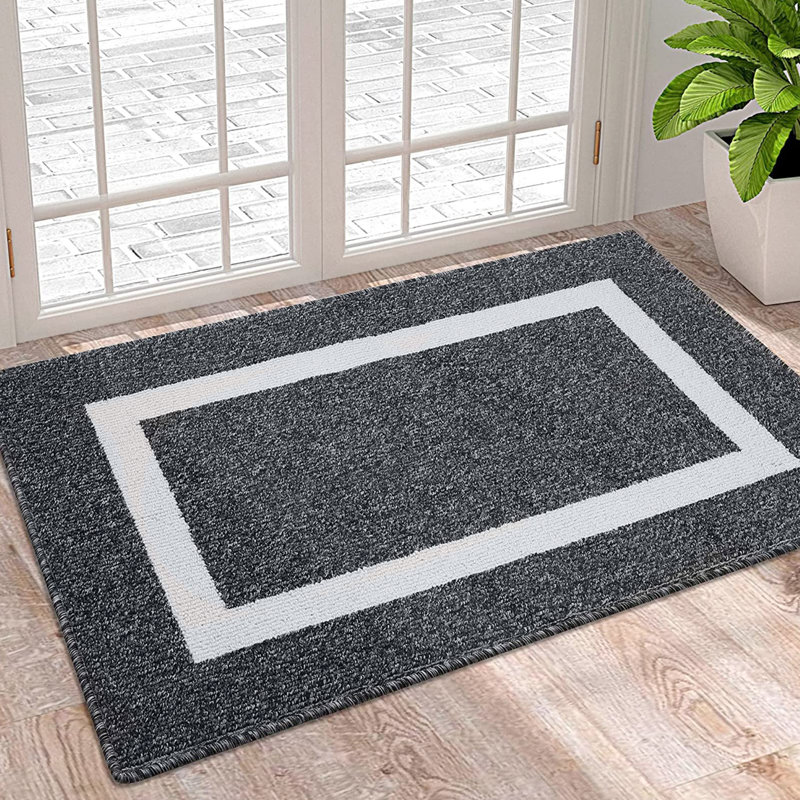 Rubber Non-Slip Indoor Outdoor Door Mat, Black, 35" W x 59" L