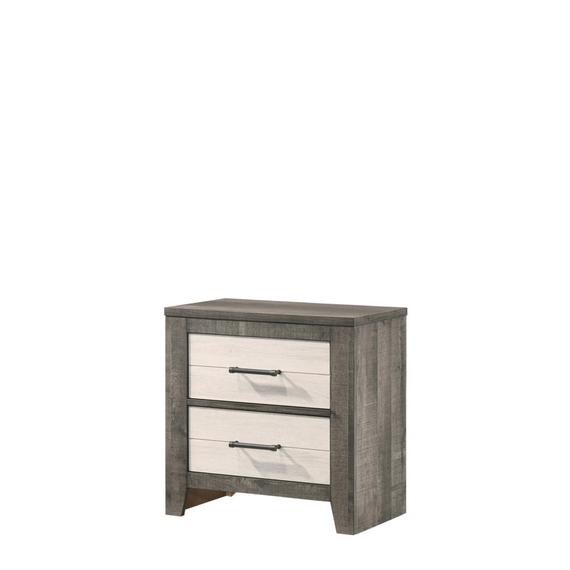 Poignée à tirer en métal à deux tiroirs avec table de chevet à finition bicolore 1pc