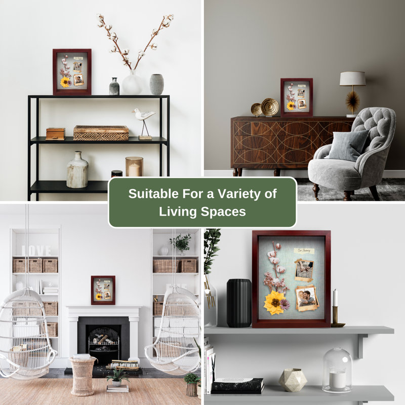Airyonna Mahogany Solid Wood Storage Shadow Box Picture Frame