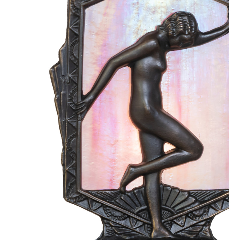 9" High Deco Posing Lady Accent Lamp, Light Pink/White