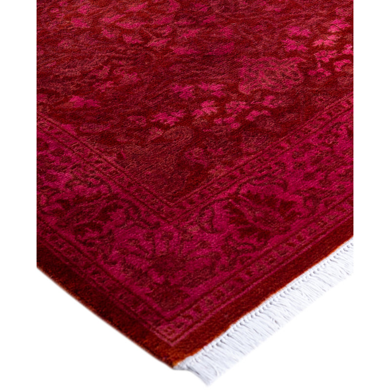 Overdyed Hand-Knotted Wool Modern-Contemporary Red Runner 2' 7" x 18' 2"