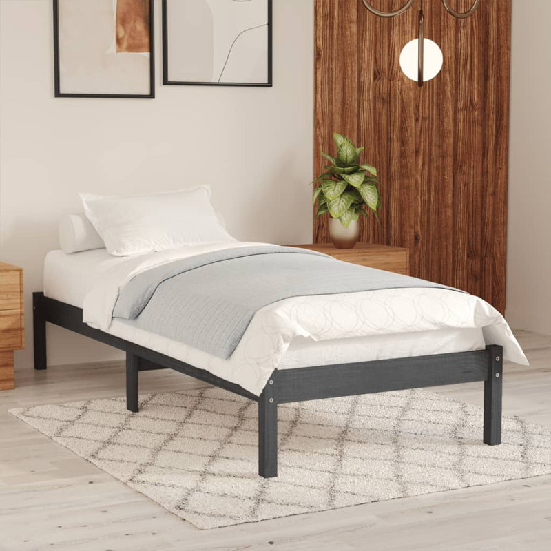 Bed Frame Solid Wood, natural, 90 x 200cm