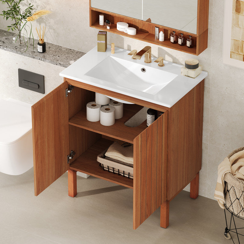 Modern Bathroom Vanity with Ceramic Sink and Ample Storage