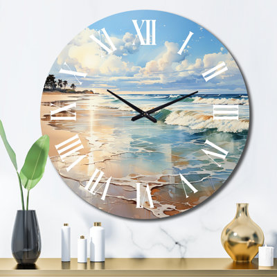 Beach Photo Seaside Reflections V - Horloge murale nautique et plage