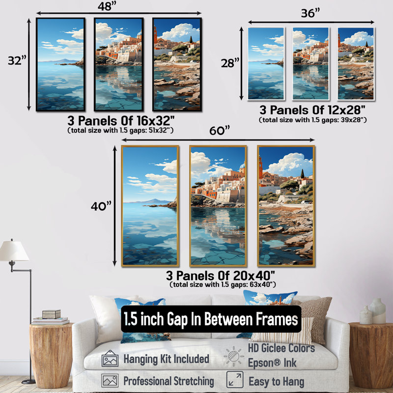 «Hidden Coastal Serenade Port II - Port Landscape Coastal», art mural, Cadre flottant brun, H 28 po x l 36 po x P 1 po
