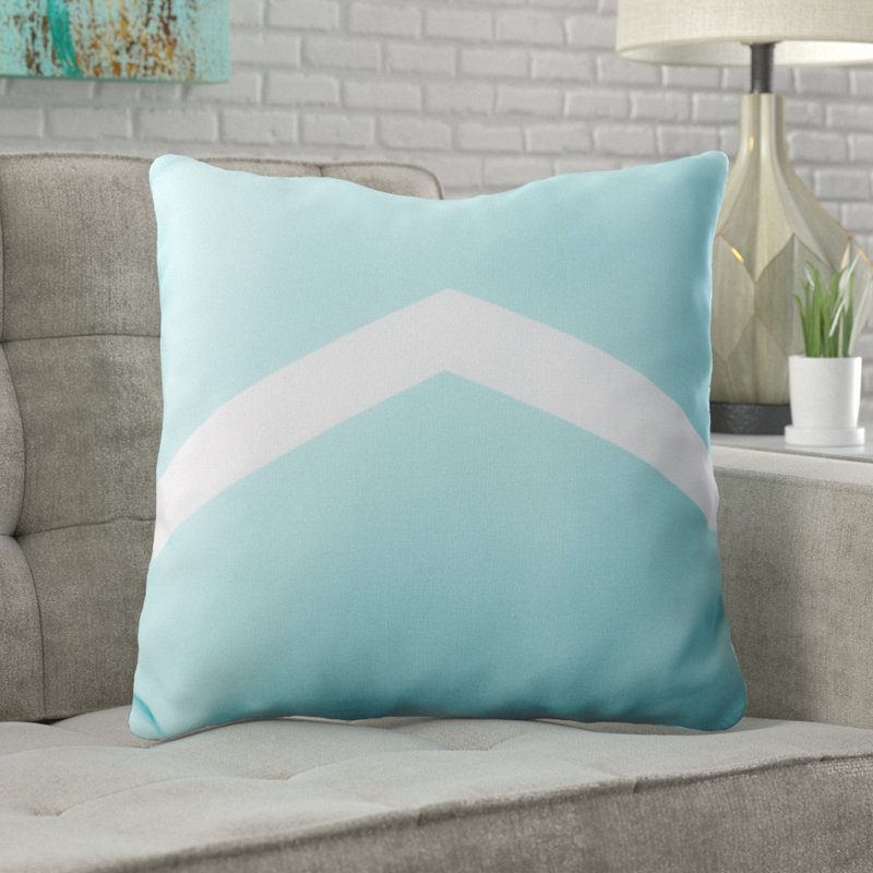 Geometric Reversible Throw Pillow, 18" x 18", Aqua