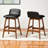 Upholstered Counter Stool with Solid Wood Frame-1173435386