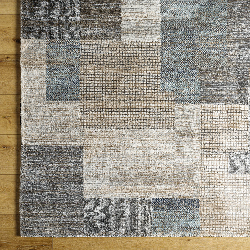 Rectangle Brod Machine Woven Polypropylene/Polyester Area Rug in Brown, Rectangle 6'7" x 9'