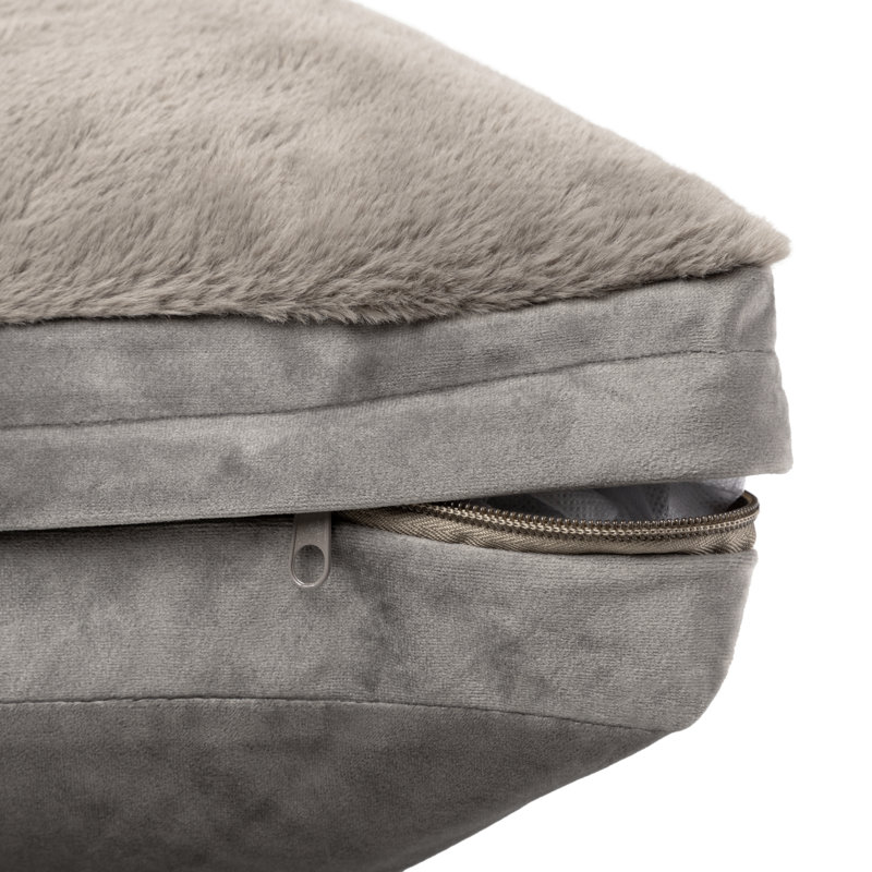 Tucker Murphy Pet™ Rectangle Double-Sided And Reversible Soft Velvet Bed Filled With White Polyester Fiber Gray
