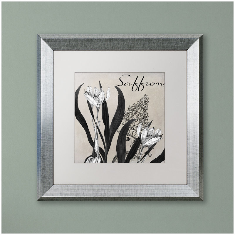 «Flowering Herbs I» par Jadaya, impression encadrée, H 11 po x l 14 po x P 0,5 po, Blanc, Cadre argenté