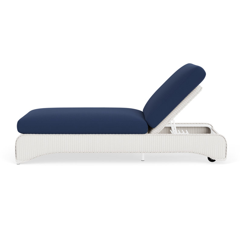 Loom Outdoor Chaise Lounge, White, Beach Navy
