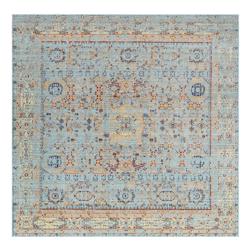 Tapis orange d'inspiration persane Maggie, Carré 8 pi