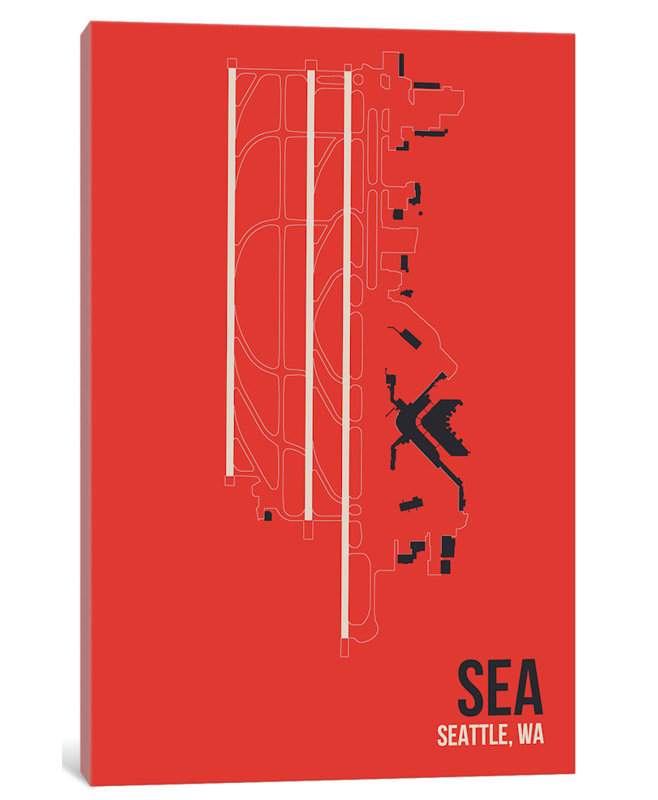«Seattle-Tacoma», impression sur toile, H 26 po x l 18 po x P 1,5 po, Toile tendue, Pas de tapis