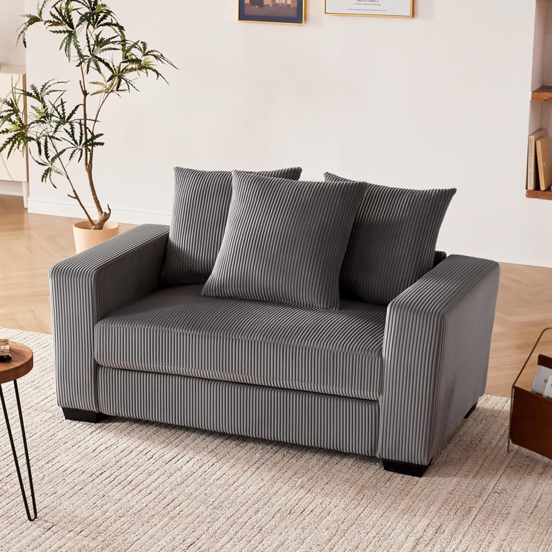 Corduroy Modular Sofa Chair Single Armchair With Armrests, Dark Gray