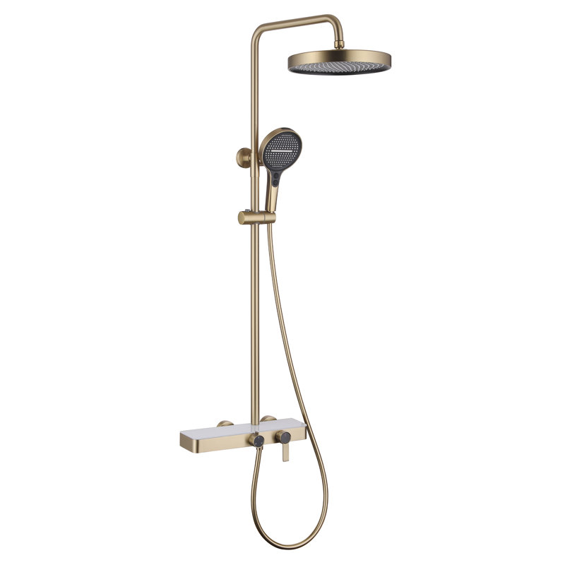 Ensemble de système de douche à 3 fonctions avec pomme de douche à effet pluie, douchette à main et bec de baignoire