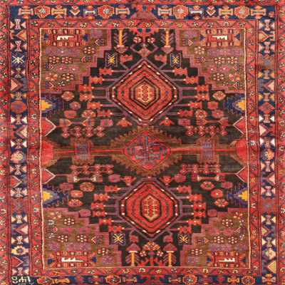 Tapis traditionnel rouge / brun