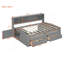 Lit de jour double avec 2 armoires de chevet, tablettes supérieures et 4 tiroirs-397337576