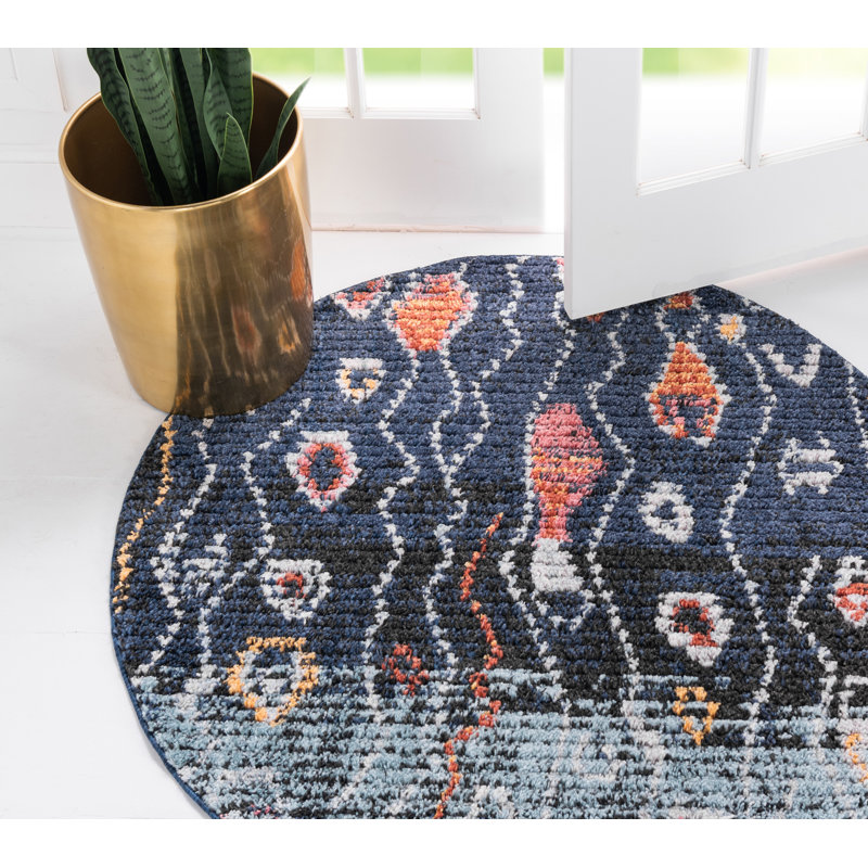 Geometric Indoor Rug, Round 4'1"