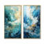 «Modern Blue Goldn Wave Symphony I - Abstract Modern Waves», ensemble de 2 reproductions d'art sur toile-102577107-102577112