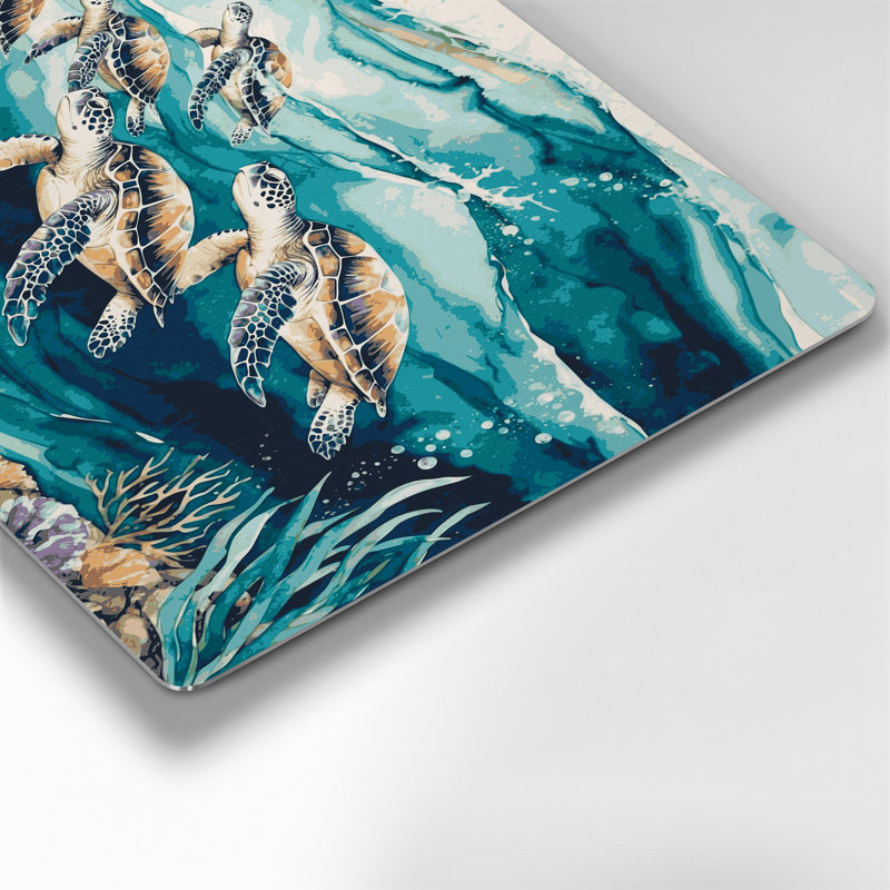 Art mural en métal beige, "Coastal Sea Turtle", H 20 po x l 30 po