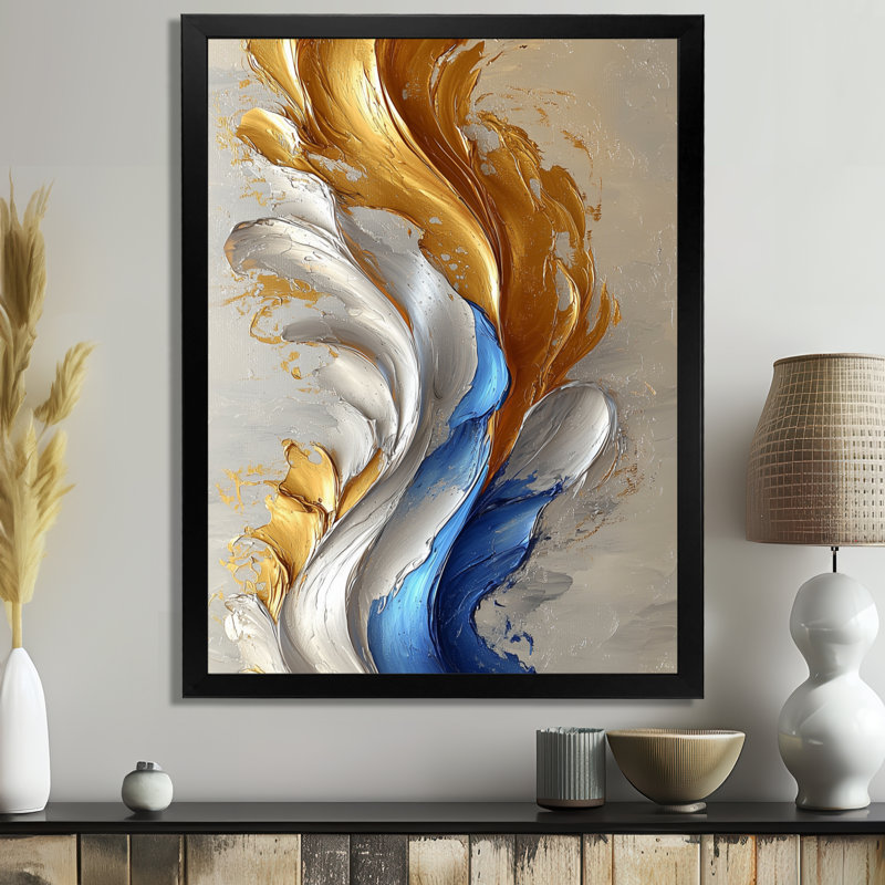Radelange - Abstract Wall Decor, Noir, H 20 po x l 12 po, Reproduction encadrée sans passe-partout