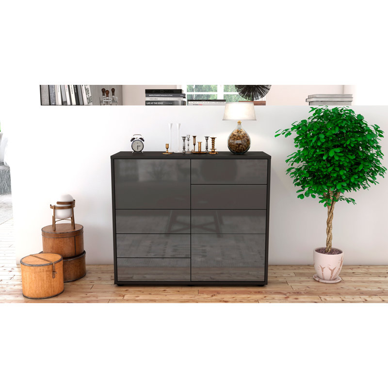 Reaon 92 cm W Sideboard, Anthracite/High-gloss grey