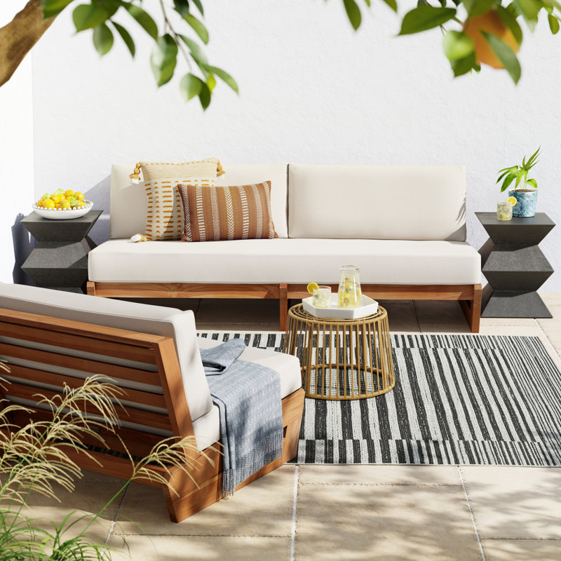 Fiona Round Wicker Outdoor Side Table , 20.3'' in. W 20.3'' in. D