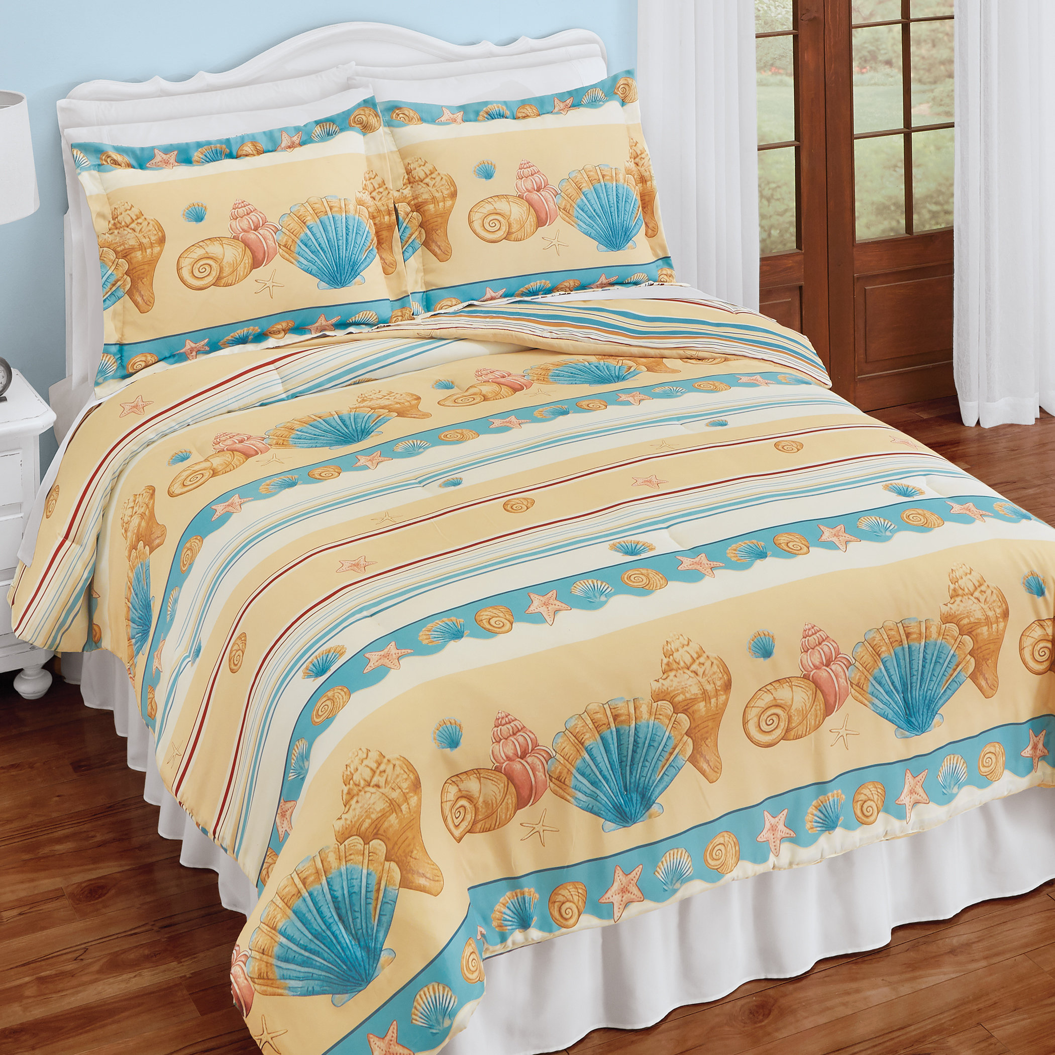 Sea Shell Comforters Winston Brands 3-Piece Coastal Seashell Reversible Comforter Set ...