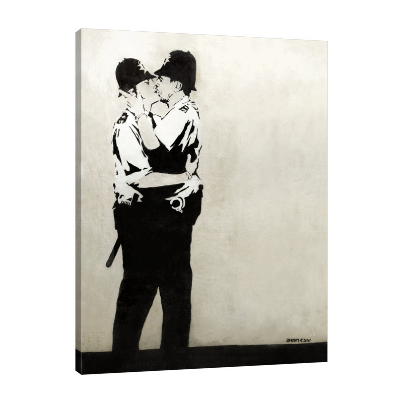 Kissing Cops by Banksy - Wrapped Canvas Print, 41cm H x 30cm W x 3cm D
