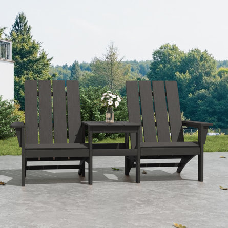 Danese All-Weather HDPE Adirondack Loveseat Chair with Table