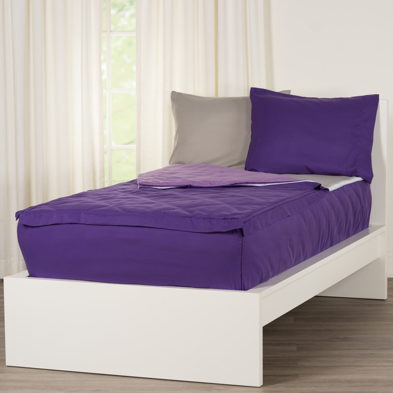  Bunkie Deluxe All-In-One Zipper Bedding Set, Twin, Purple