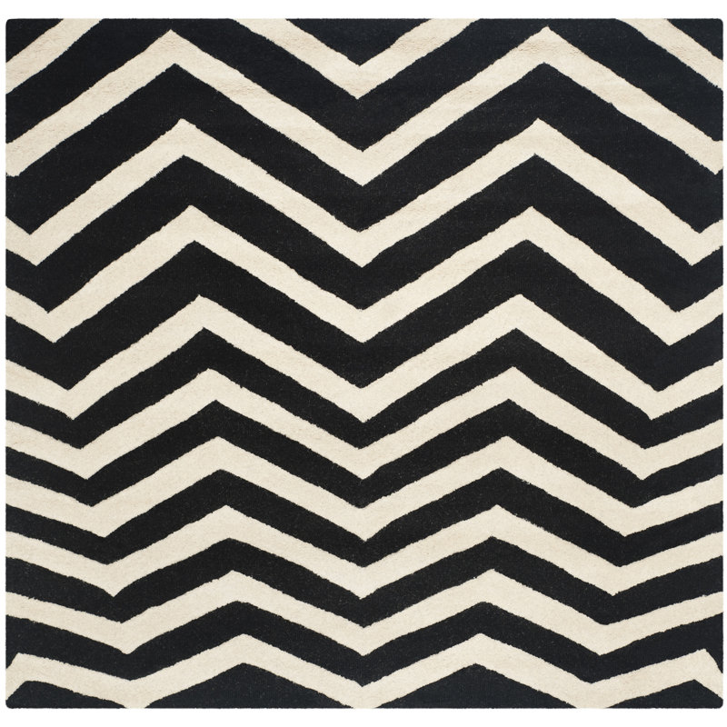 Sanyla Hand Tufted Wool Chevron Rug, Square 6'