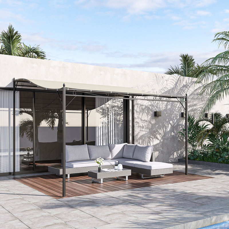 Pavillon de jardin extérieur en acier de 10 pi x 10 pi Outsunny, Crème