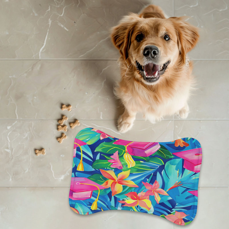 Chic Grad Cap Art - 1 Piece Bone Shape Feeding Mat