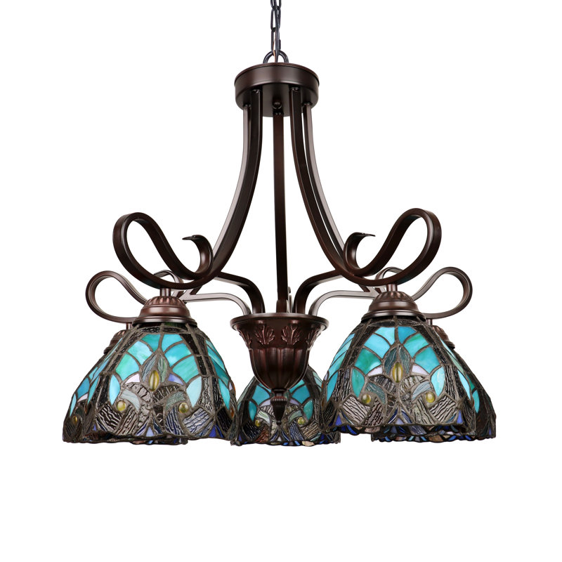 Grand lustre à 5 lumières au fini bronze antique de style victorien CHLOE Lighting LIAISON de 25 po de large