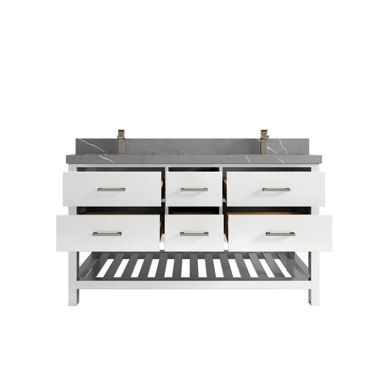 Ensemble de meuble-lavabo double 60 po Parker, Quartz Piatra