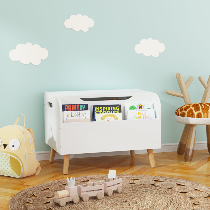 Boîte à jouets en bois, rangement pour jouets pour enfants avec bibliothèque à l'avant