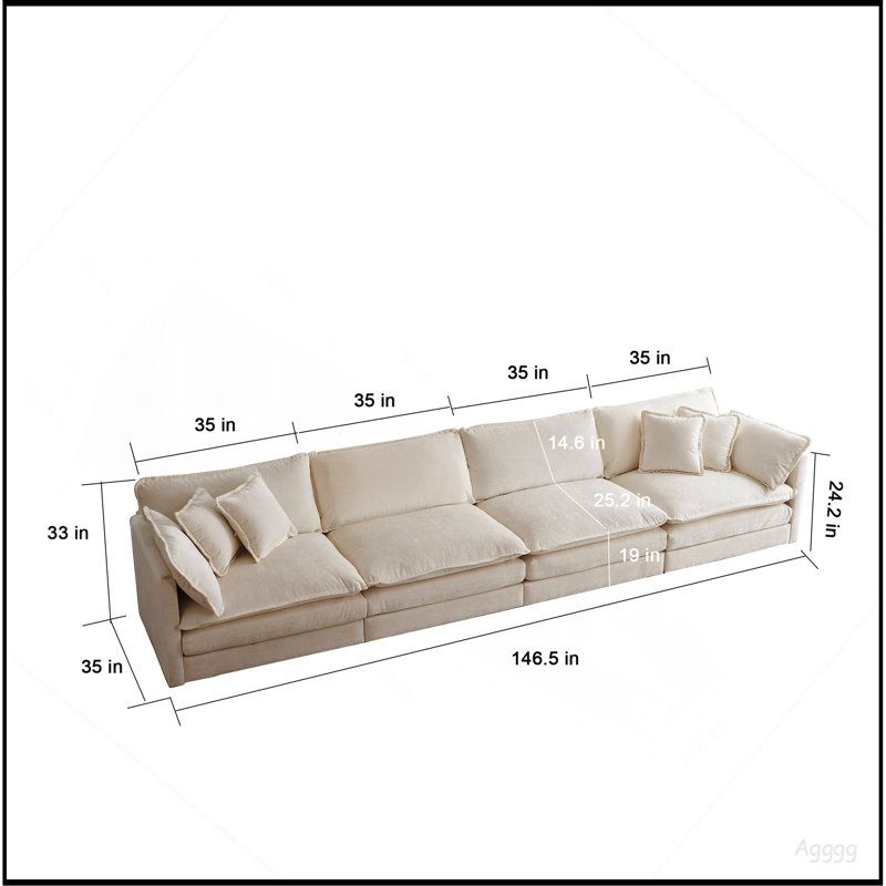 Canapé Comfort U, Chenille café clair