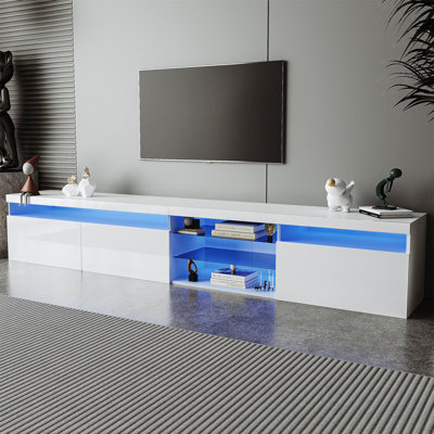 Unique Design TV Stand With 2 Shelves, Ample Storage Space Media Console For Tvs Up To 105"", Versatile TV Cabinet With LED Color Changing Lights For L -  Ivy Bronx, 87A1418B638F4815AADD66985B08D26E